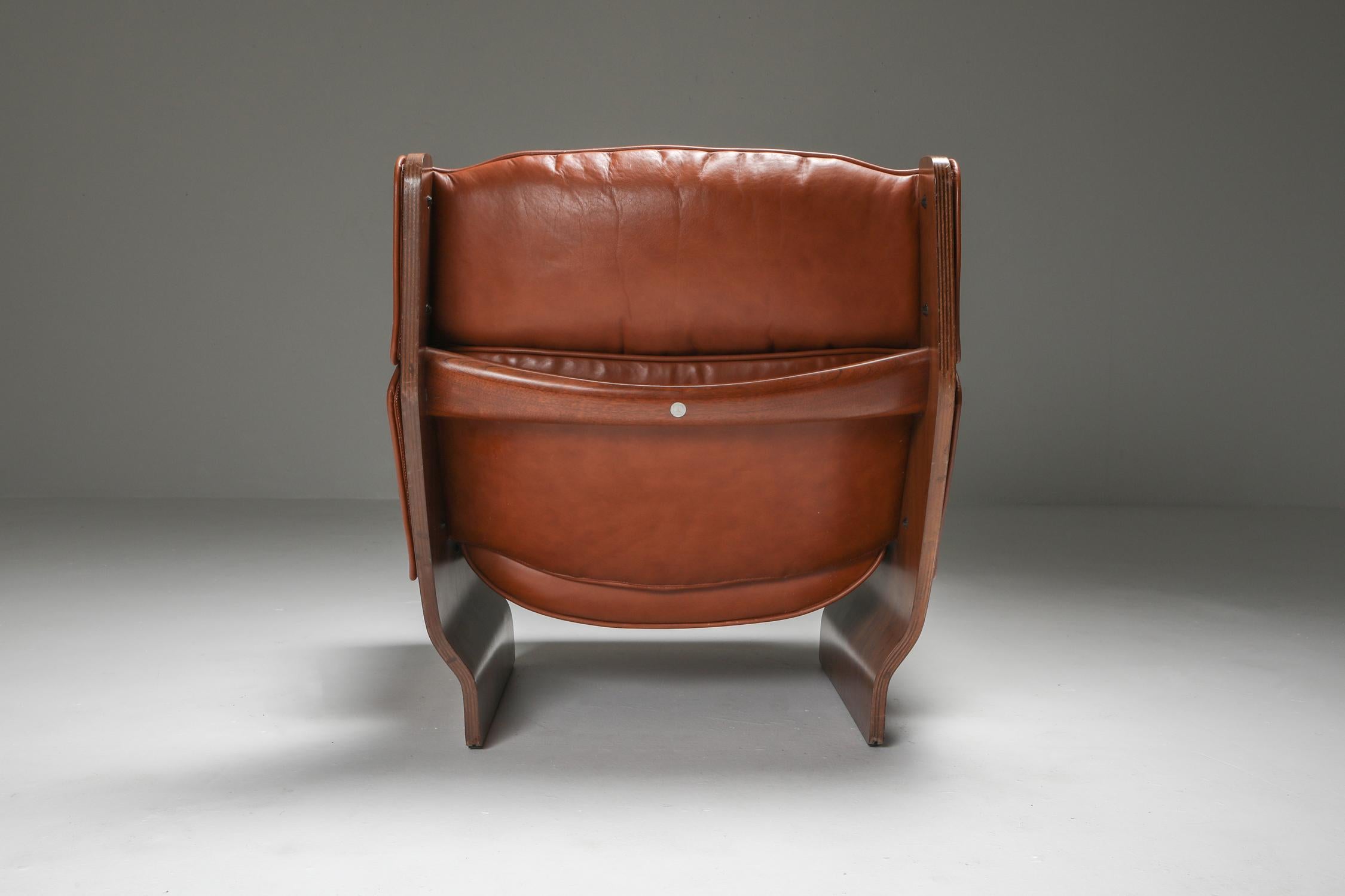 Mid-20th Century Borsani P110 'Canada' Lounge Chairs in Cognac Leather