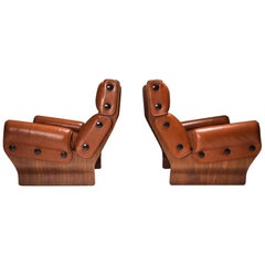 Borsani P110 'Canada' Lounge Chairs in Cognac Leather