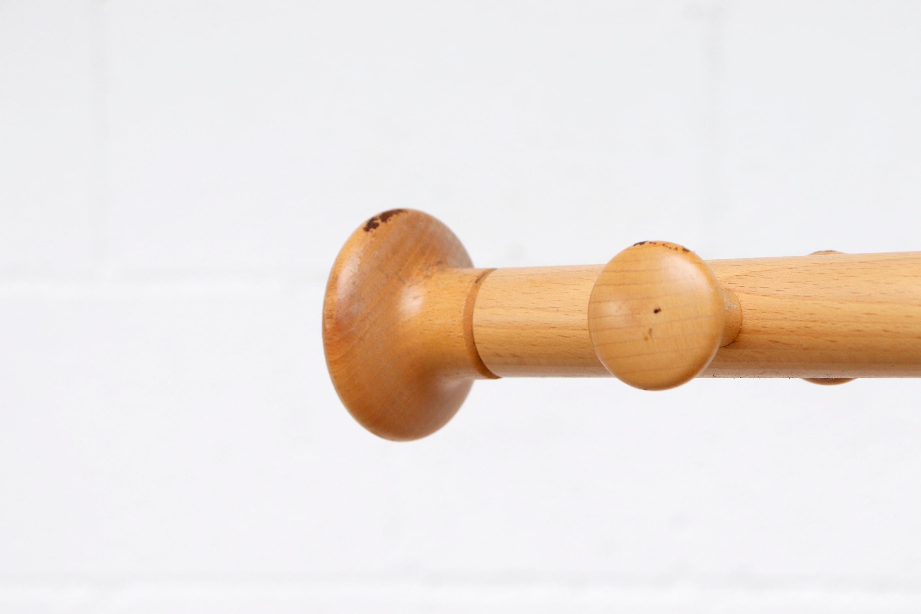 Pine Borsani Style Beechwood Coat Rack