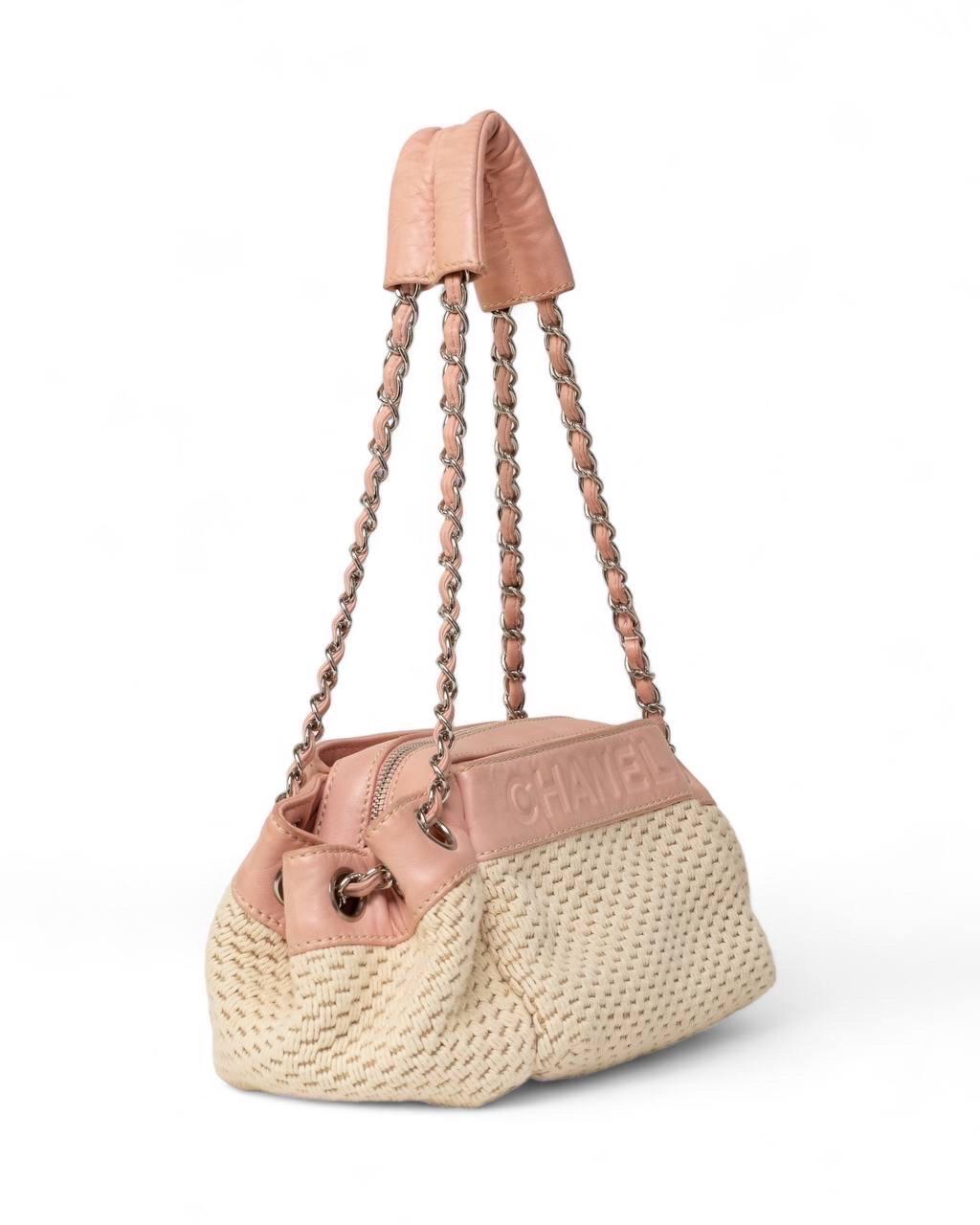 Beige Borse a Spalla Chanel Lax Accordion Lana Rosa