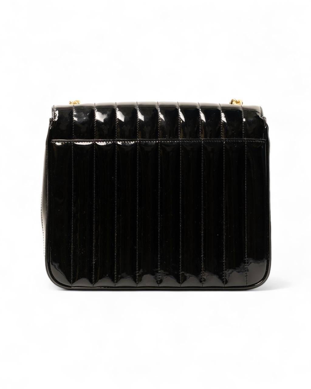 Borse a Spalla Saint Laurent Vicky Large Vernice Nera For Sale at 1stDibs