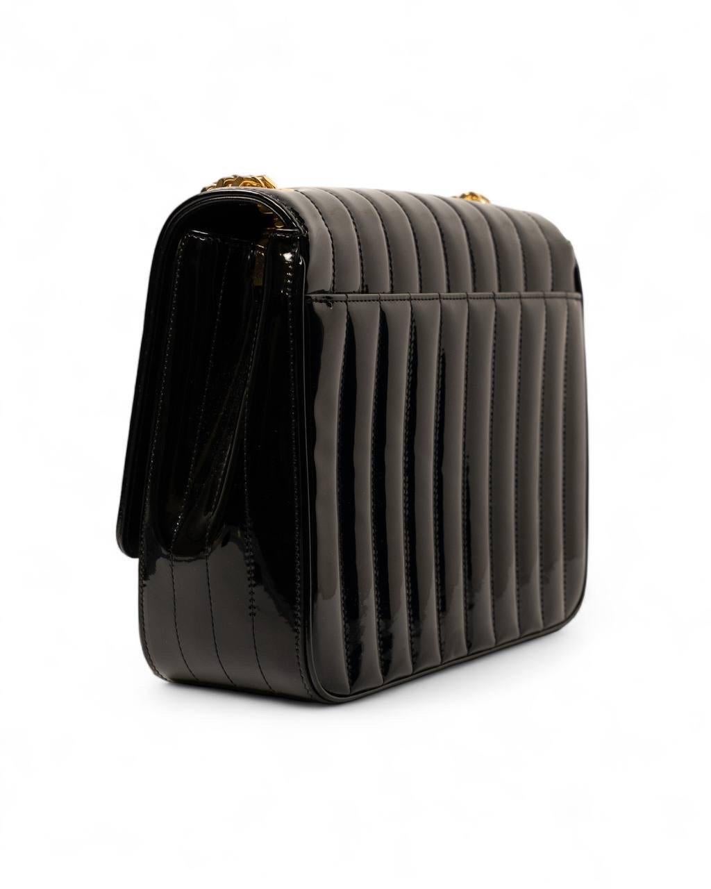 Borse a Spalla Saint Laurent Vicky Large Vernice Nera For Sale at 1stDibs