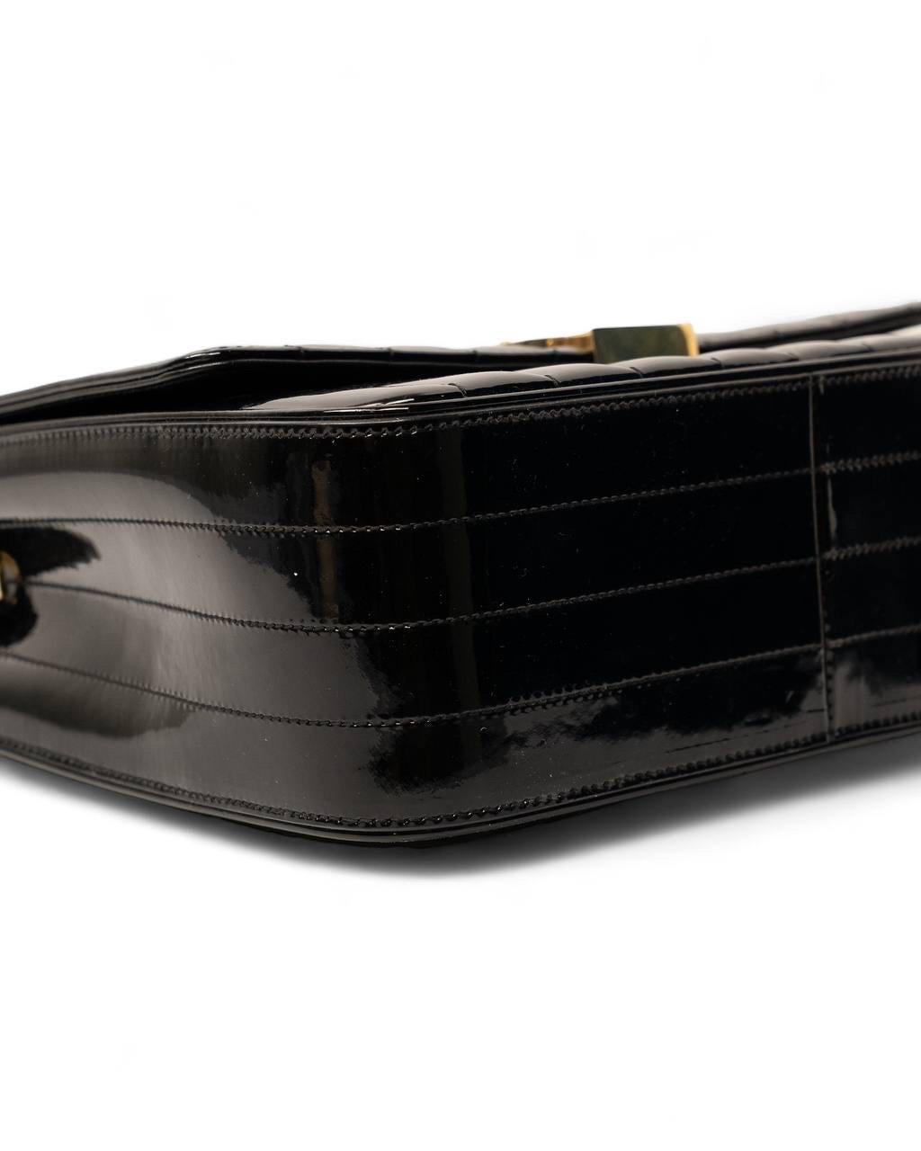 Borse a Spalla Saint Laurent Vicky Large Vernice Nera For Sale at 1stDibs