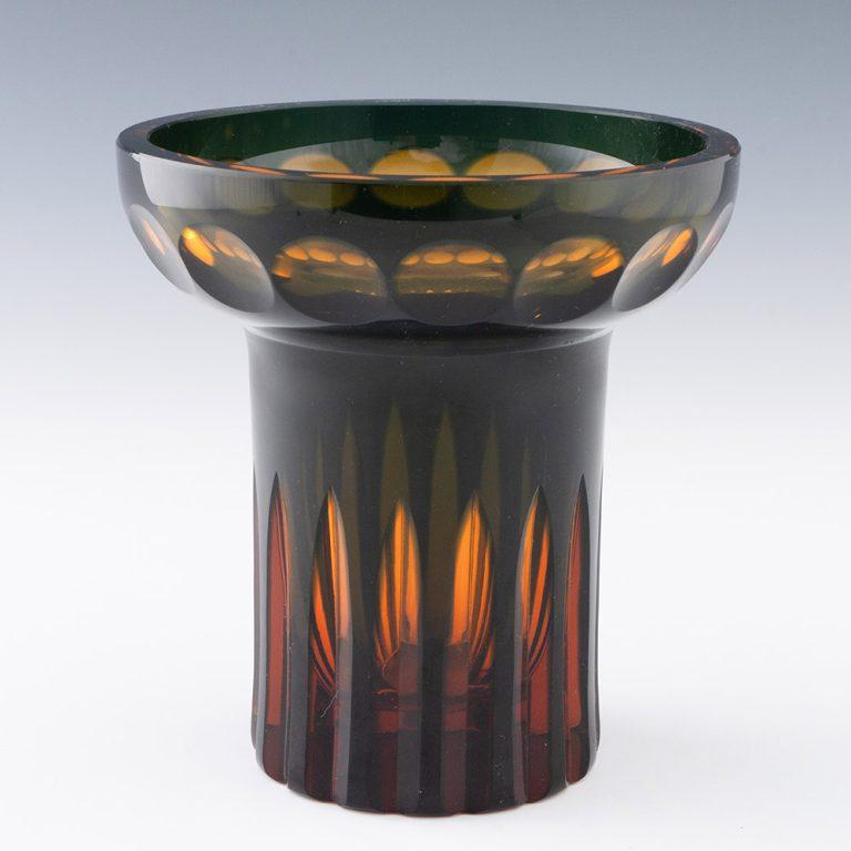 Czech Borske Sklo Cased and Cut Glass Vase c1970 For Sale