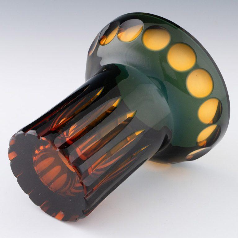 Art Glass Borske Sklo Cased and Cut Glass Vase c1970 For Sale