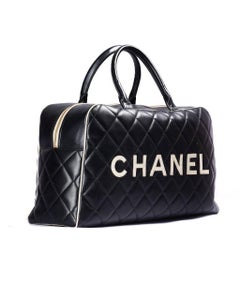 Borsone a Mano Chanel Duffle Bag Large Logo Nero