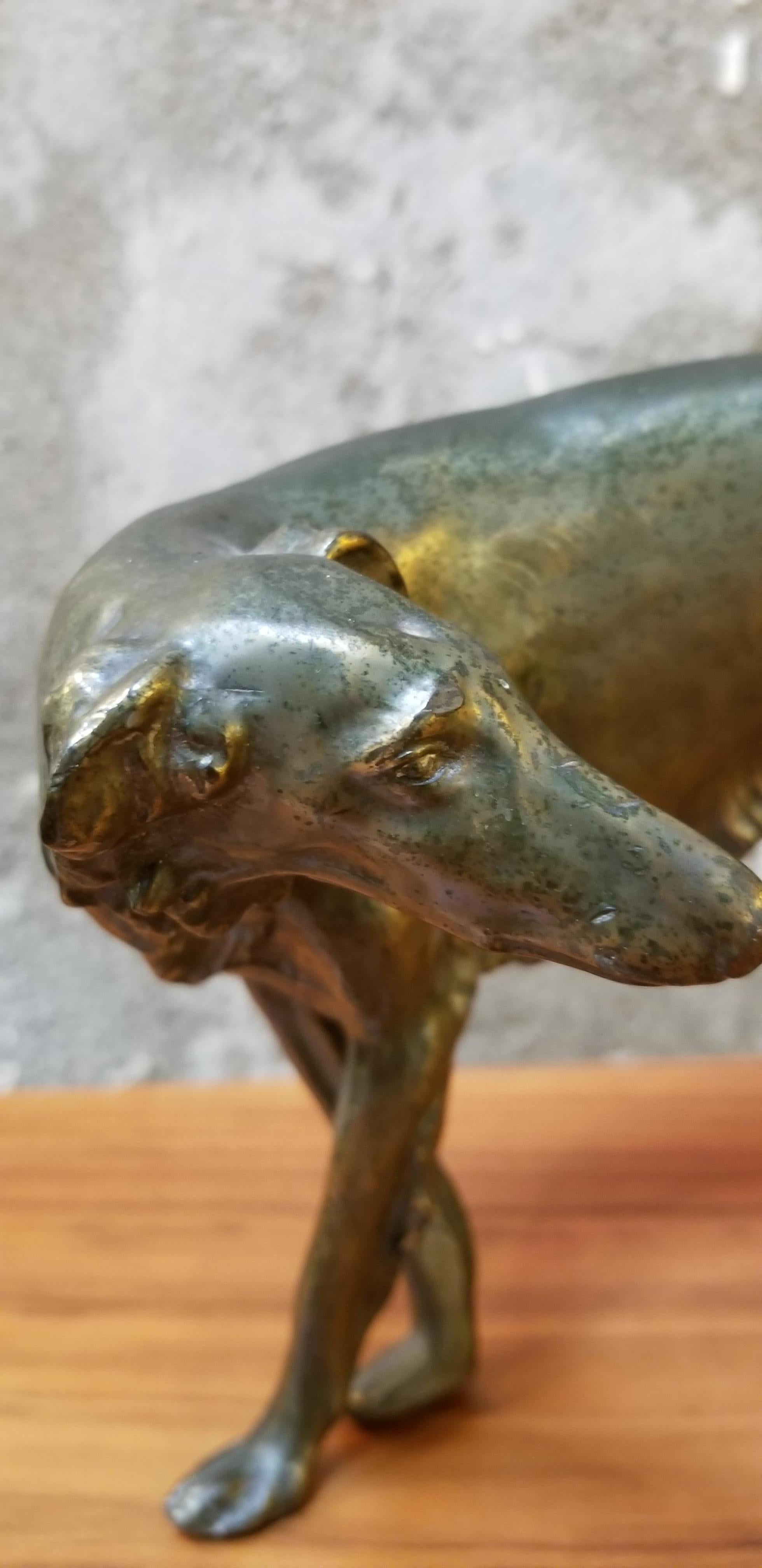 Spelter Borzoi Dog Sculpture by Jennings Brothers For Sale