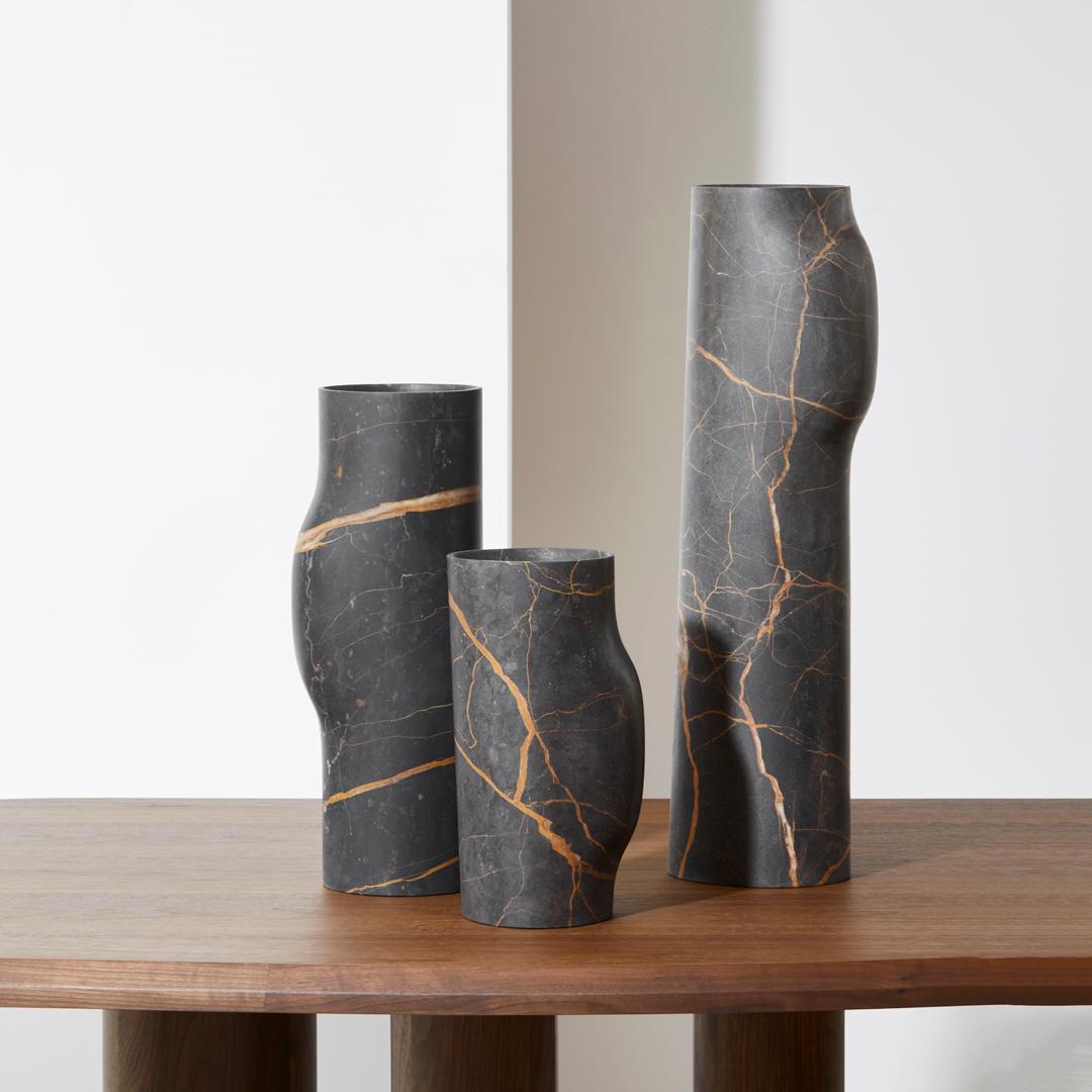 Vases in marble, grey Saint-Laurent, Fior di Pesco, white Carrara marble, Nero Marquina, Black & Gold, Grand Antique, Calcutta Viola, Roman Travertine.