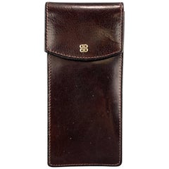 BOSCA Dark Burgundy Brown Leather Sunglasses Case