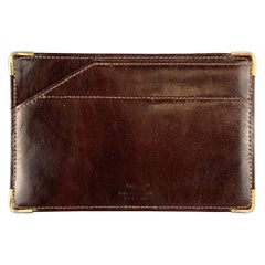 BOSCA Solid Dark Brown Leather Gold Corners Case / Wallet