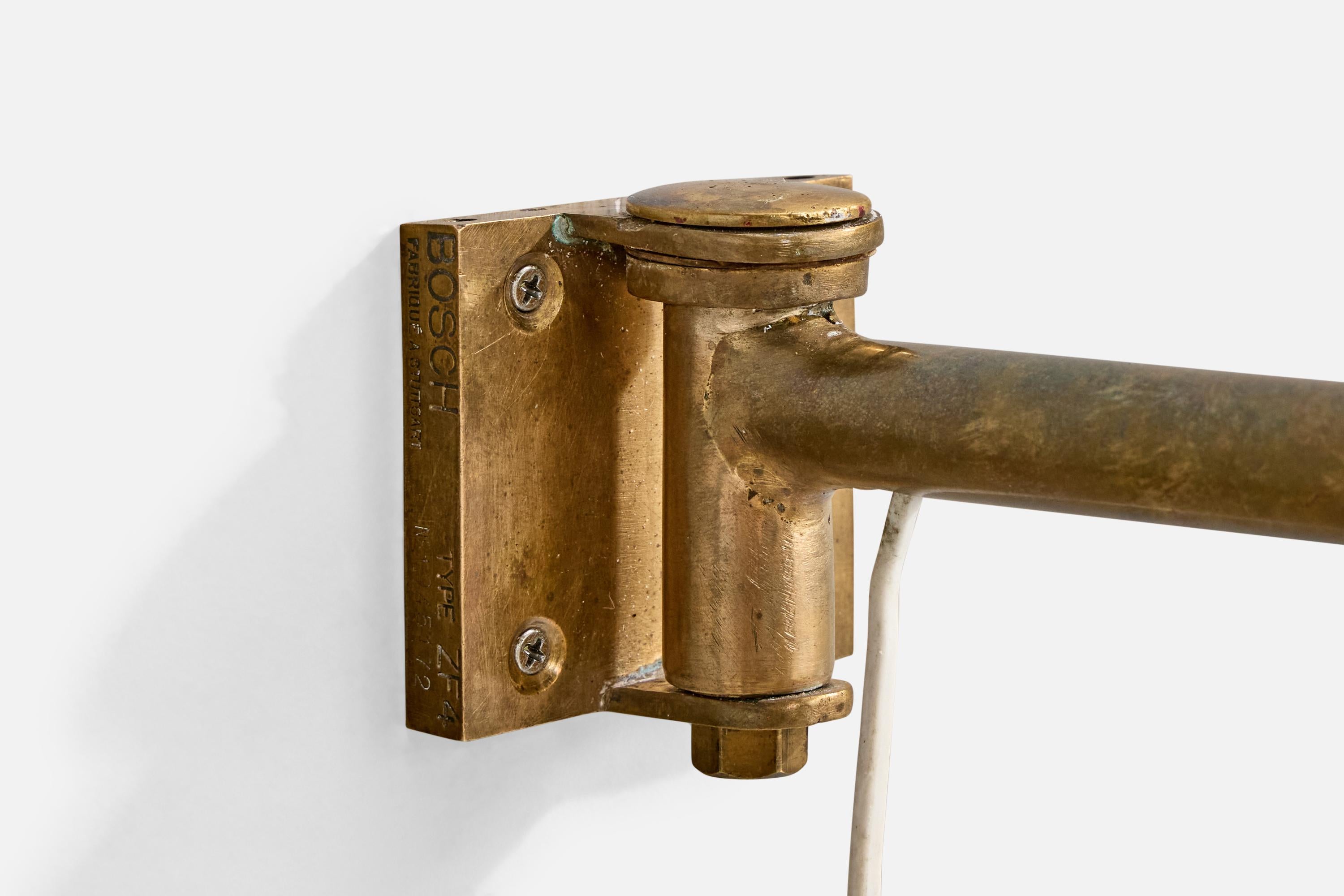 Bosch, Wall Light, Brass, Fabric, Germany, 1920s For Sale 1