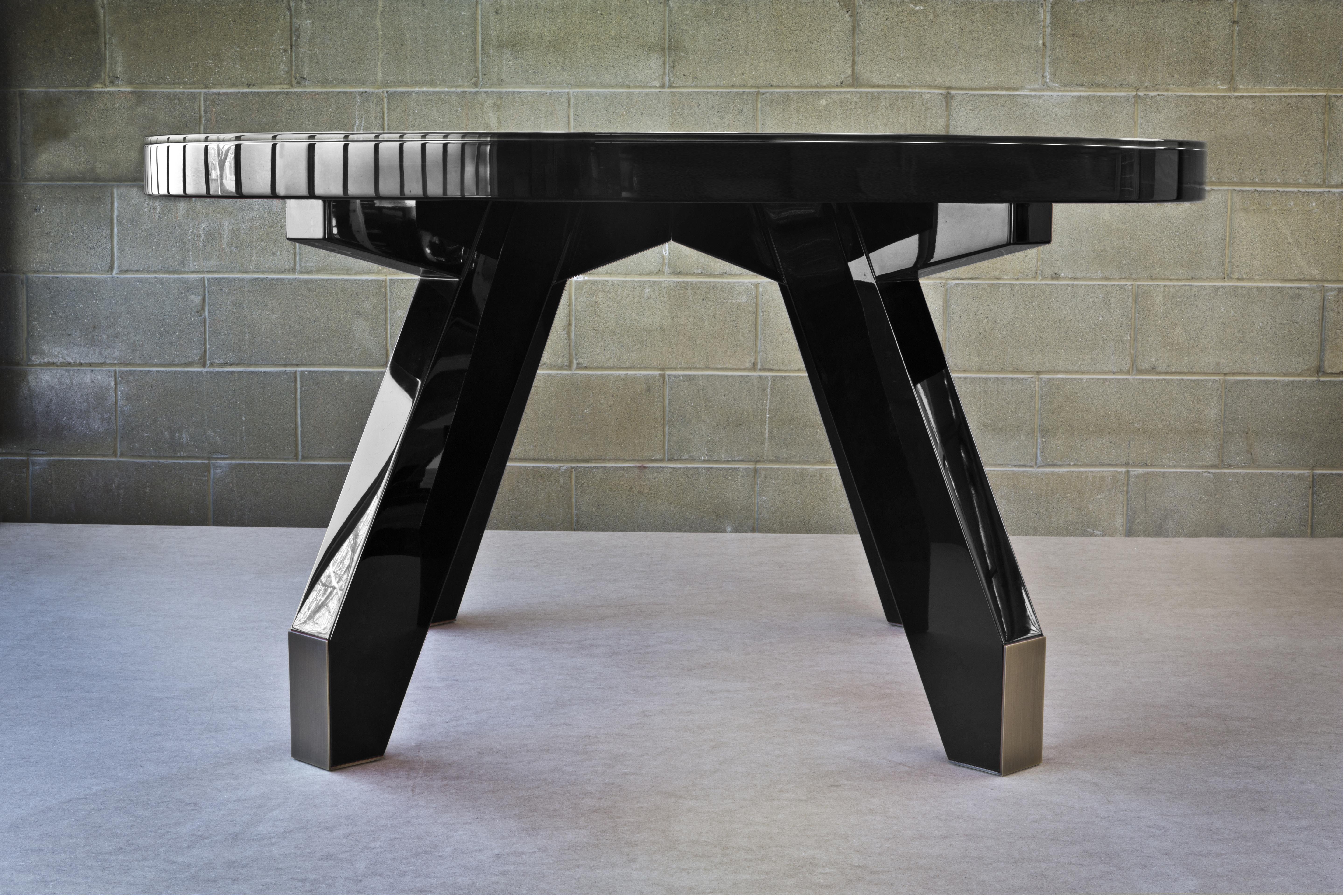 Other Boscolo 200 Mahogany, Marble, Mirror And Light Bronze Metal Table by Casa Casati For Sale
