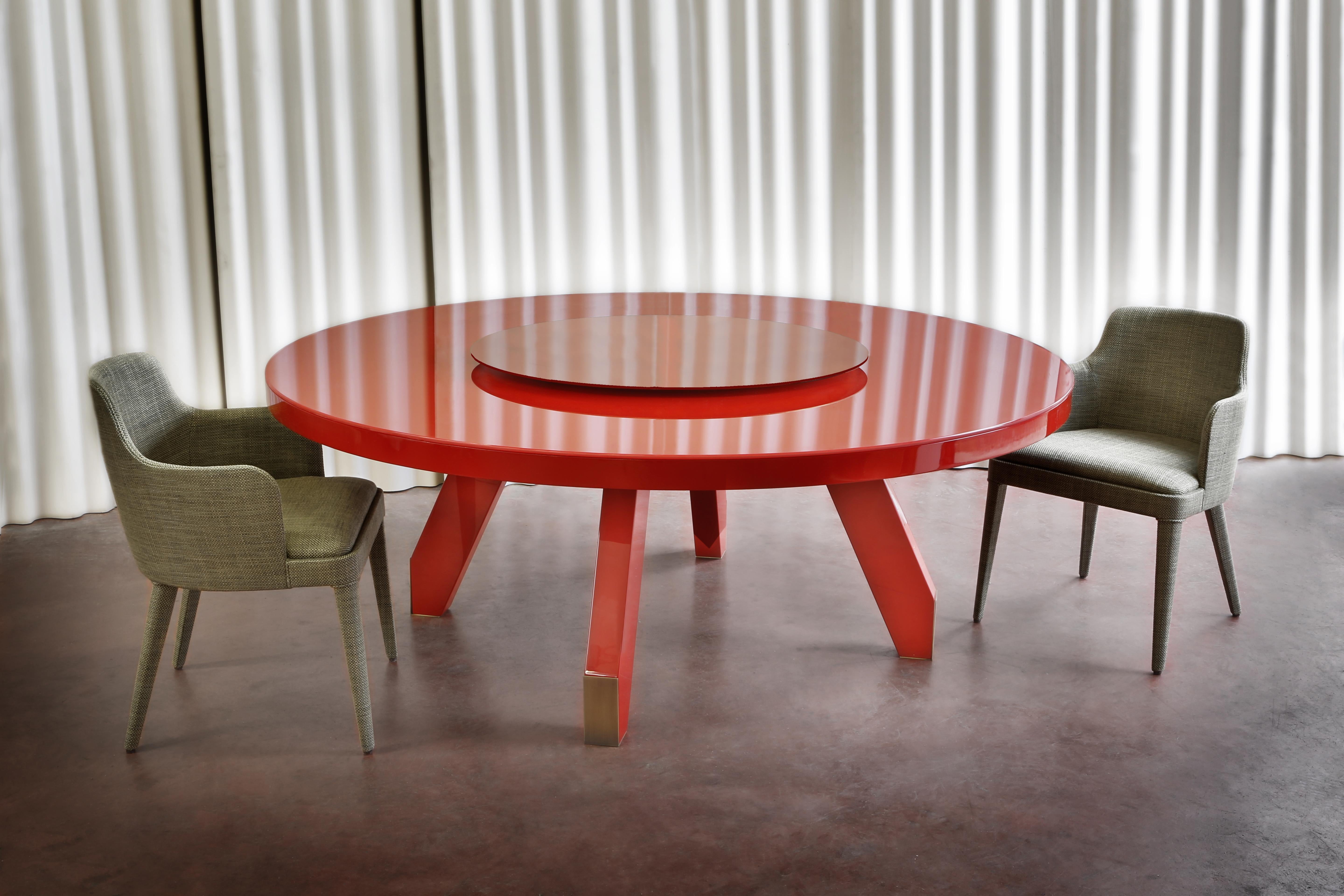 Boscolo 200 Mahogany, Marble, Mirror And Light Bronze Metal Table by Casa Casati For Sale 1