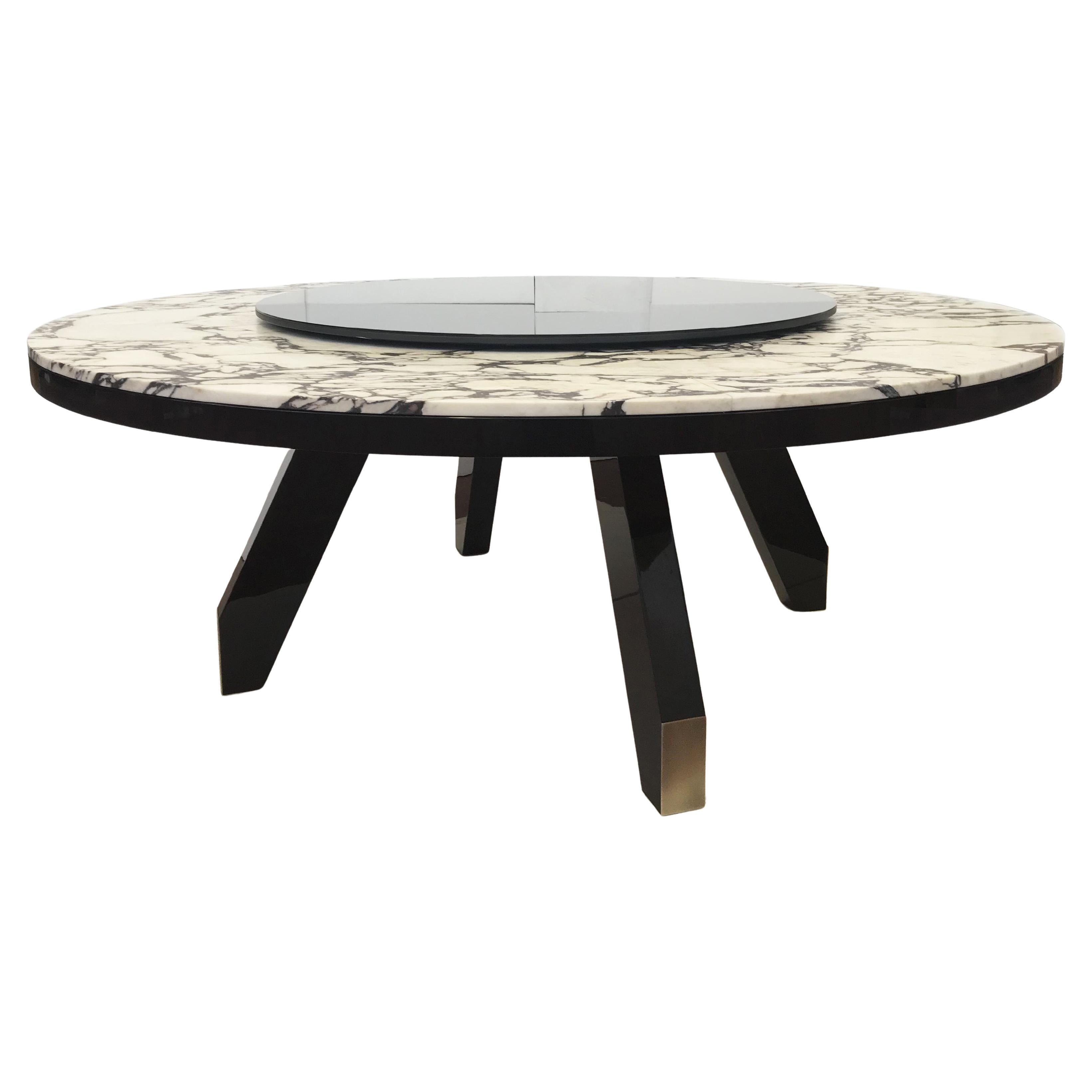 Table Boscolo 200 en acajou, marbre, miroir et bronze clair de Casa Casati