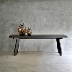 Boscolo 240 Grey Oak And And Dark Bronze Metal Low Console by Casa Casati