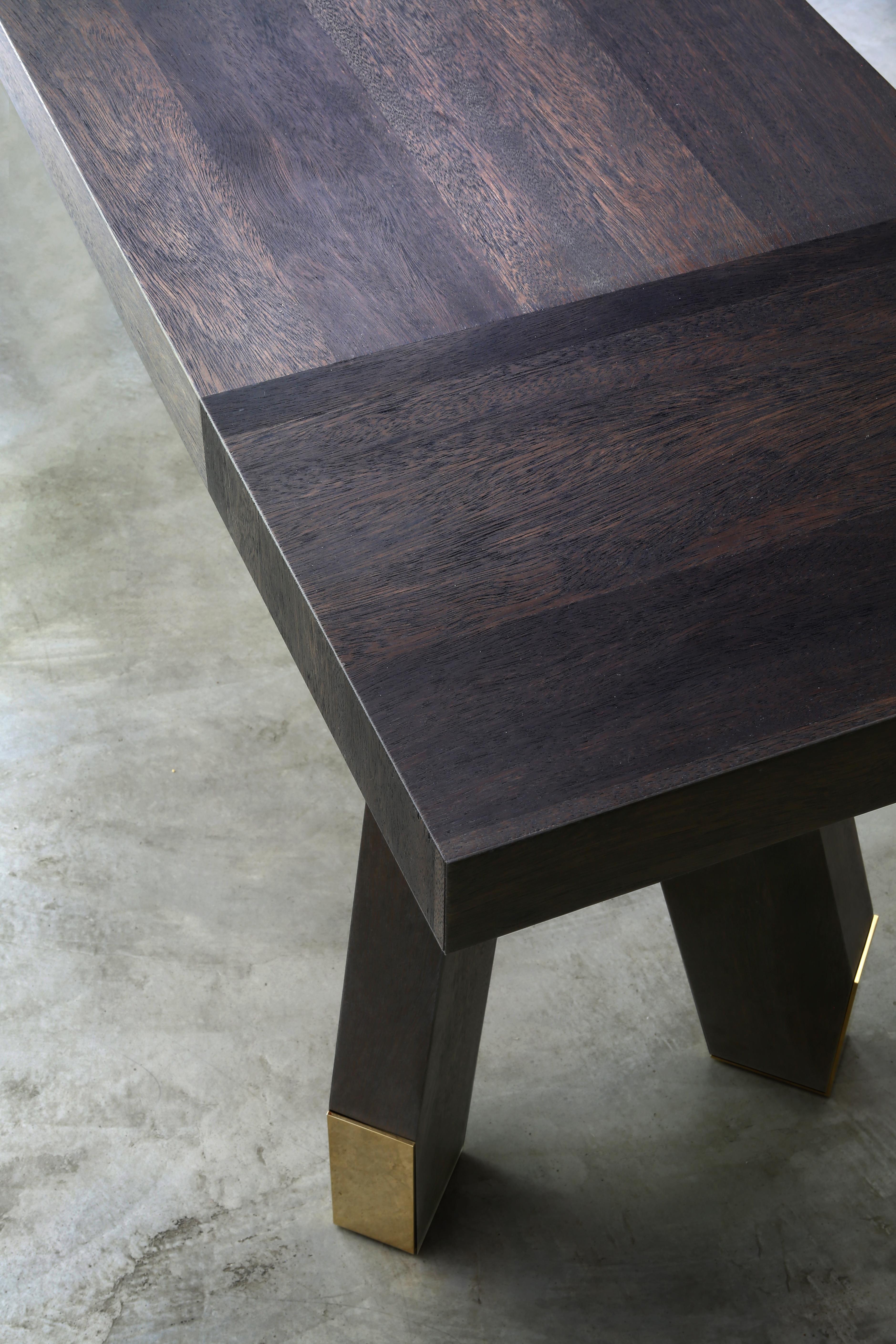 Post-Modern Boscolo 240 Grey Oak And And Dark Bronze Metal Low Console by Casa Casati For Sale