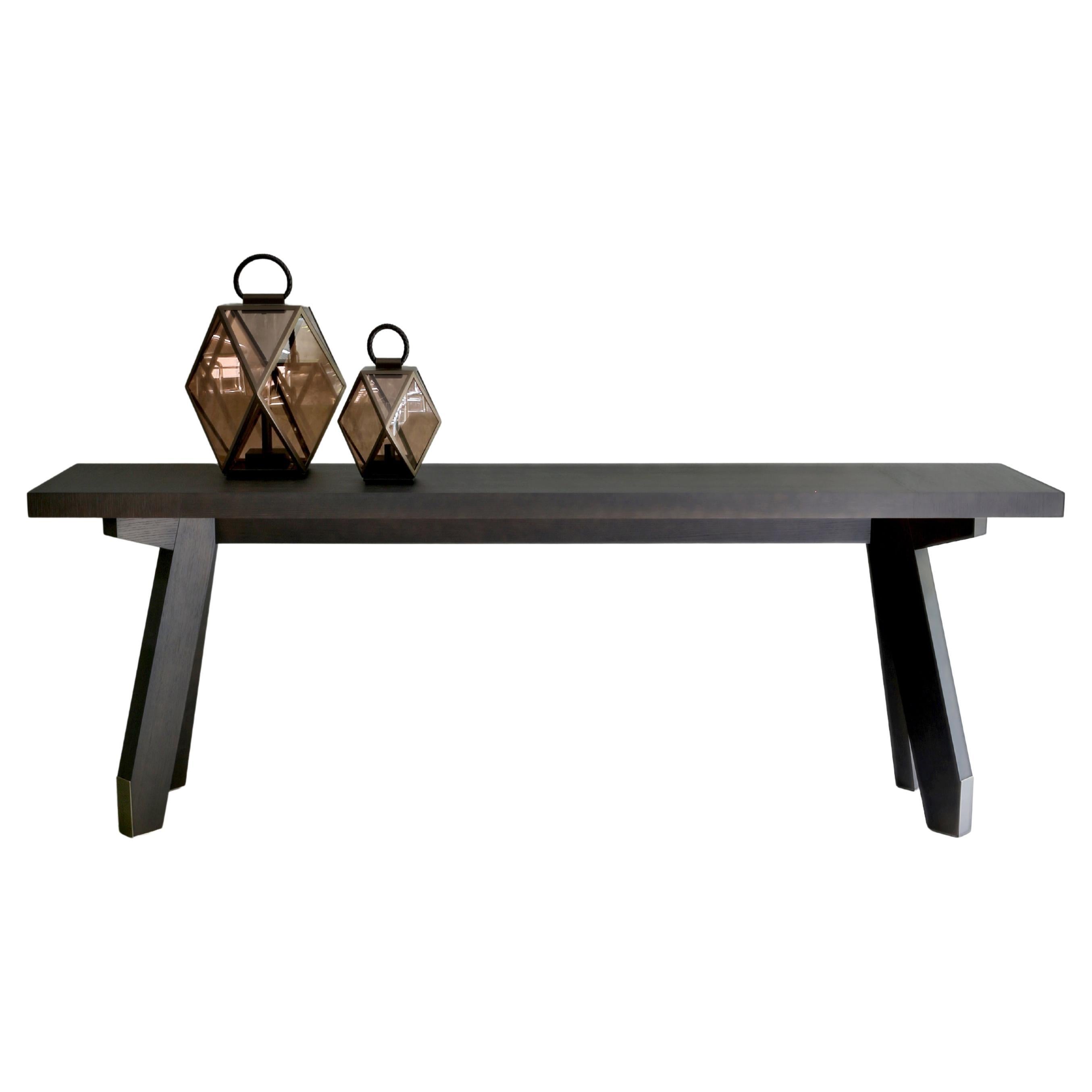 Boscolo 240 Grey Oak And And Dark Bronze Metal Low Console by Casa Casati