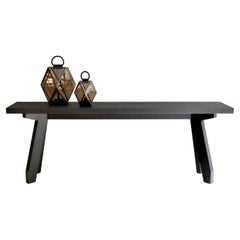 Consolle bassa Boscolo 240 in Oak Oak grigio e metallo bronzo scuro di Casa Casati