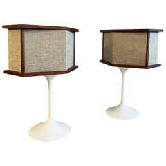 Vintage Bose 901 Series Speakers On Eero Saarinen Tulip Bases