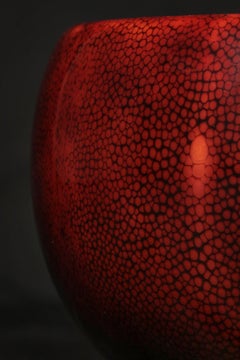 Urushi Red & Black Sami-Nuri Lacquered Shagreen Boshu Bowl by Alexander Lamont