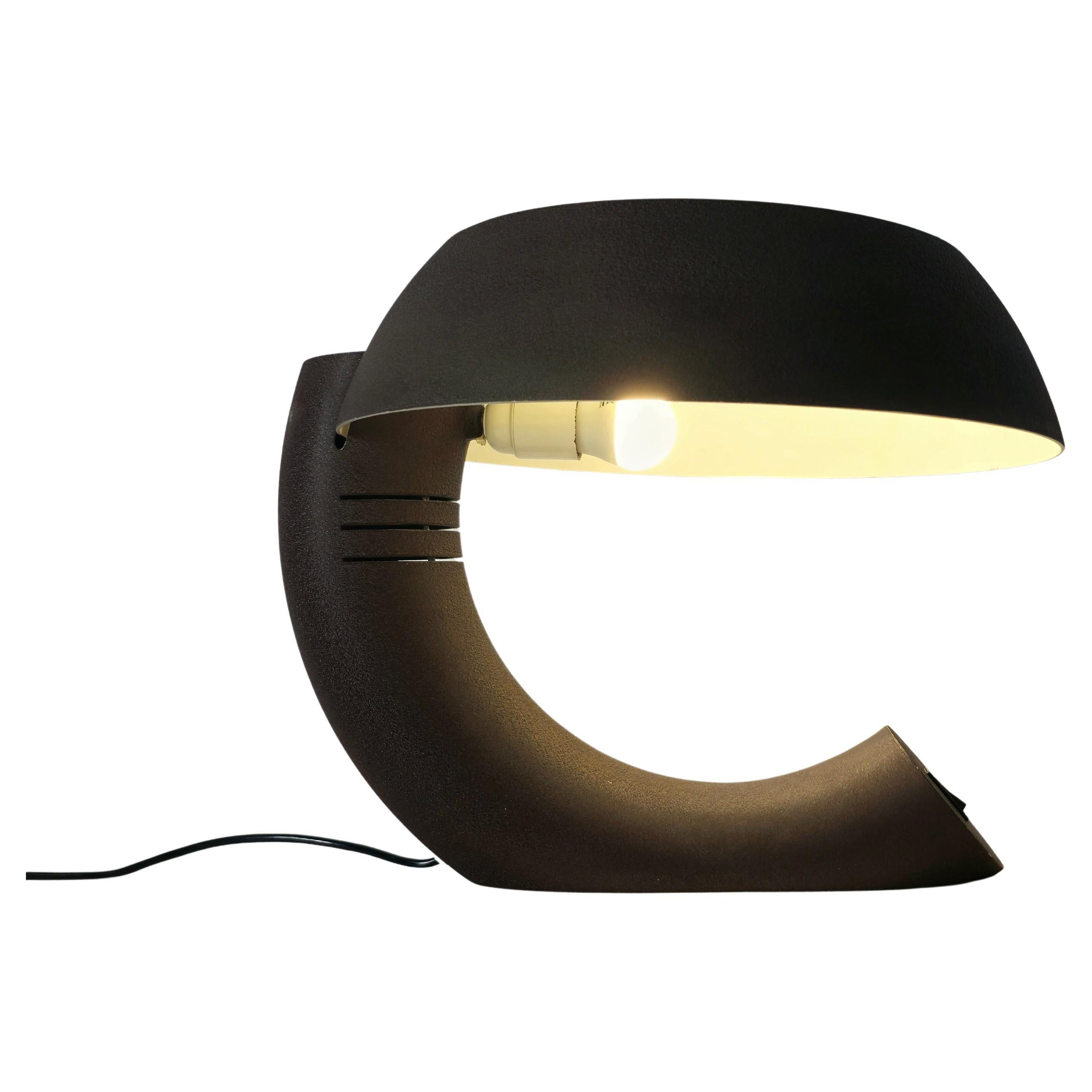 Bosi E. Italy 70s by Martini F. Ili Table Lamp in Crackled Aluminum Mid-Century For Sale