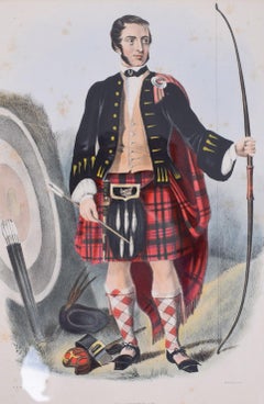 Original Antique Mackinnon Highlander Lithograph by Bosley 1845 Framed Print