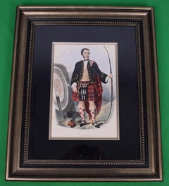 Original Antique Mackinnon Highlander Lithograph by Bosley 1845 Framed Print