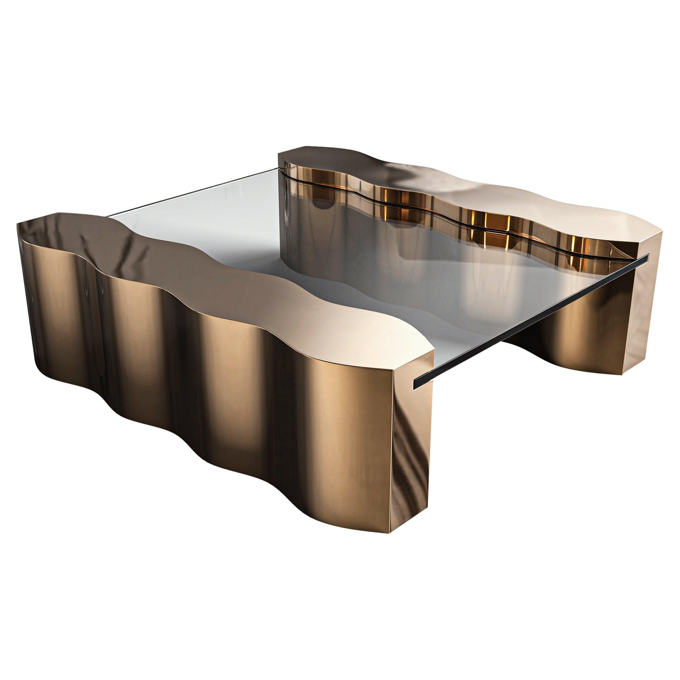 "Bosphorus" Coffee Table With Bronze, Handcrafted, Istanbul For Sale