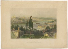 Bosporus Harbor View from Pera, Istanbul Arsenal – Antique Bartlett, c.1839