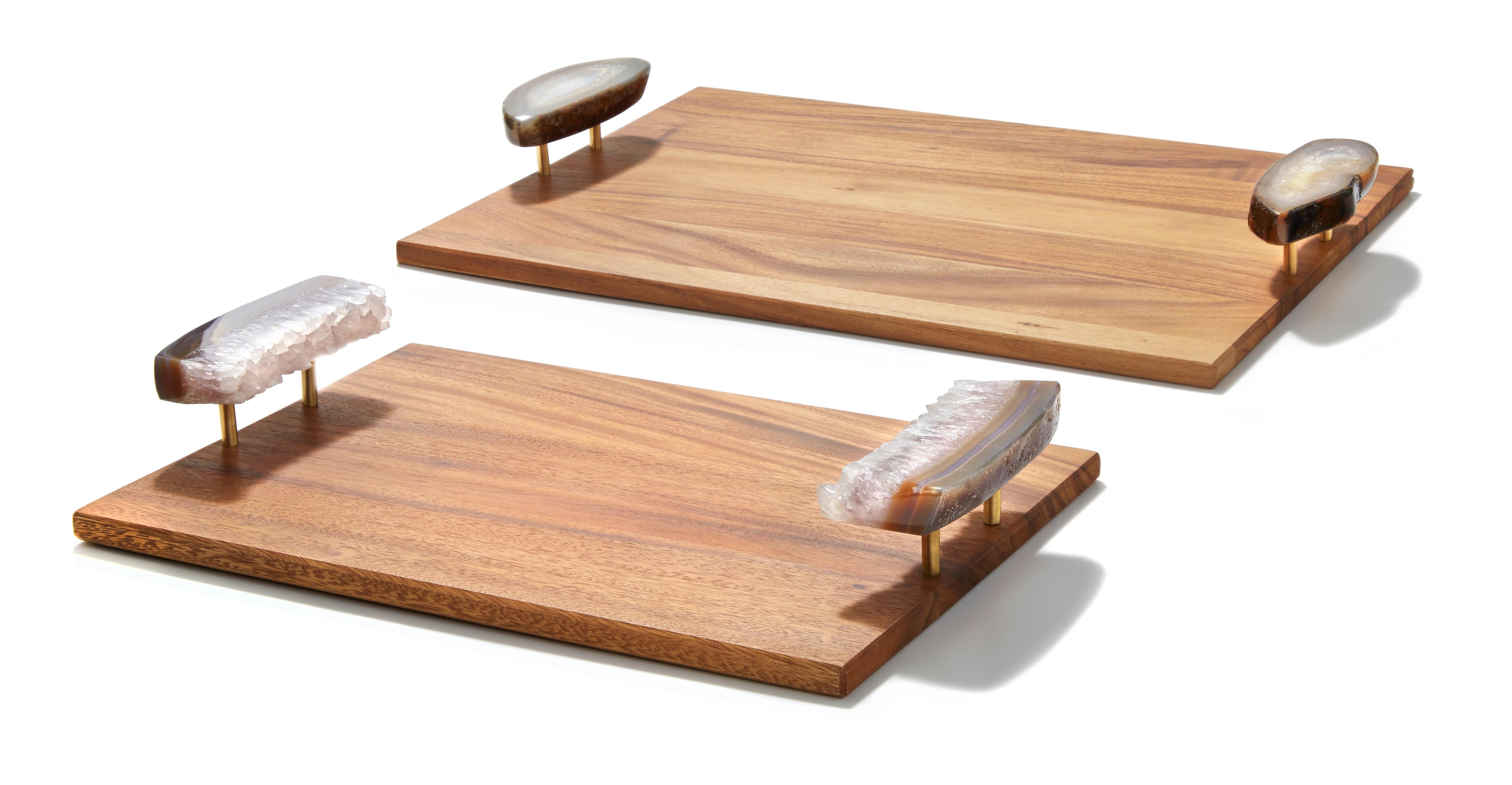 Other Bosque Tray in Acacia Wood and Agate Druze Agate by ANNA New York