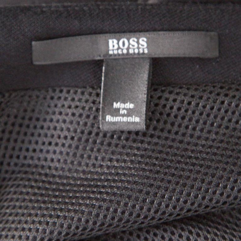 Boss By Hugo Boss Black Cotton Leather Panel Detail Cap Sleeve Giani ...