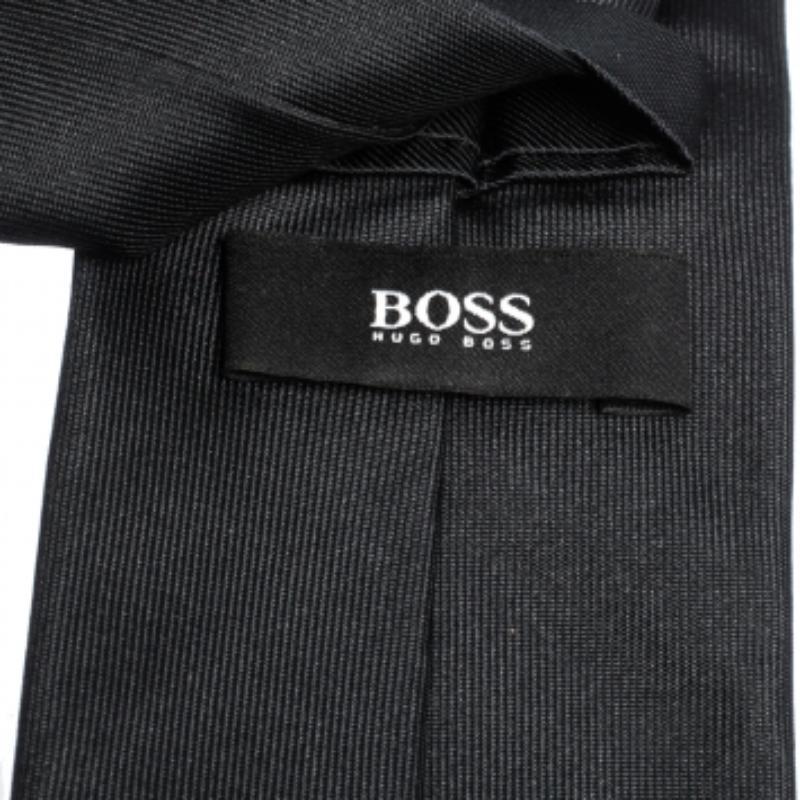 Boss By Hugo Boss Schwarz & Grau Vertikal gestreifte Seidenkrawatte Herren im Angebot