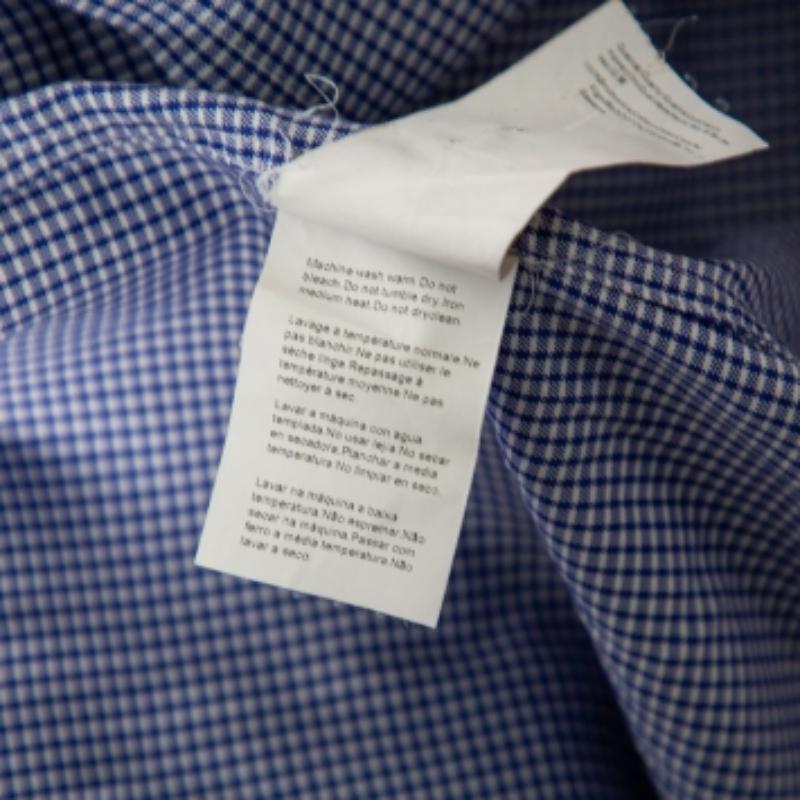 Boss By Hugo Boss Blaues Karo-Baumwoll-Knopfleiste Slim Fit Hemd M 2