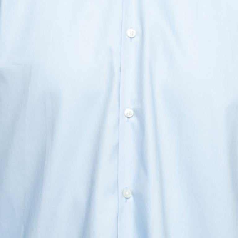 Blu Boss By Hugo Boss - Camicia slim in cotone blu con bottoni XXL in vendita