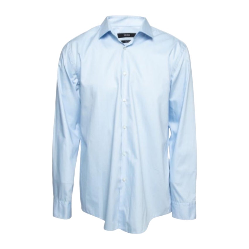 Boss By Hugo Boss - Camicia slim in cotone blu con bottoni XXL