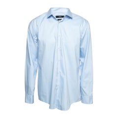 Boss By Hugo Boss - Camicia slim in cotone blu con bottoni XXL
