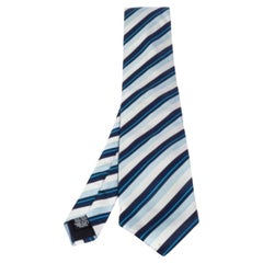 Boss By Hugo Boss Blue Diagonal Striped Silk Traditional Tie