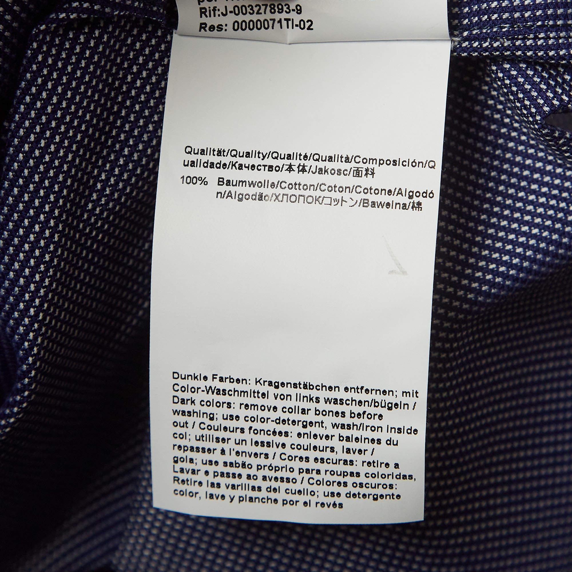 Men's Boss By Hugo Boss Blue Ditsy Cotton Long Sleeve Shirt 4XL For Sale