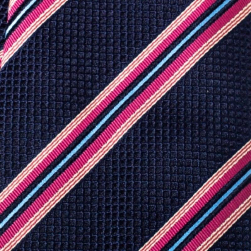 Black Boss By Hugo Boss Blue & Pink Striped Silk Tie For Sale
