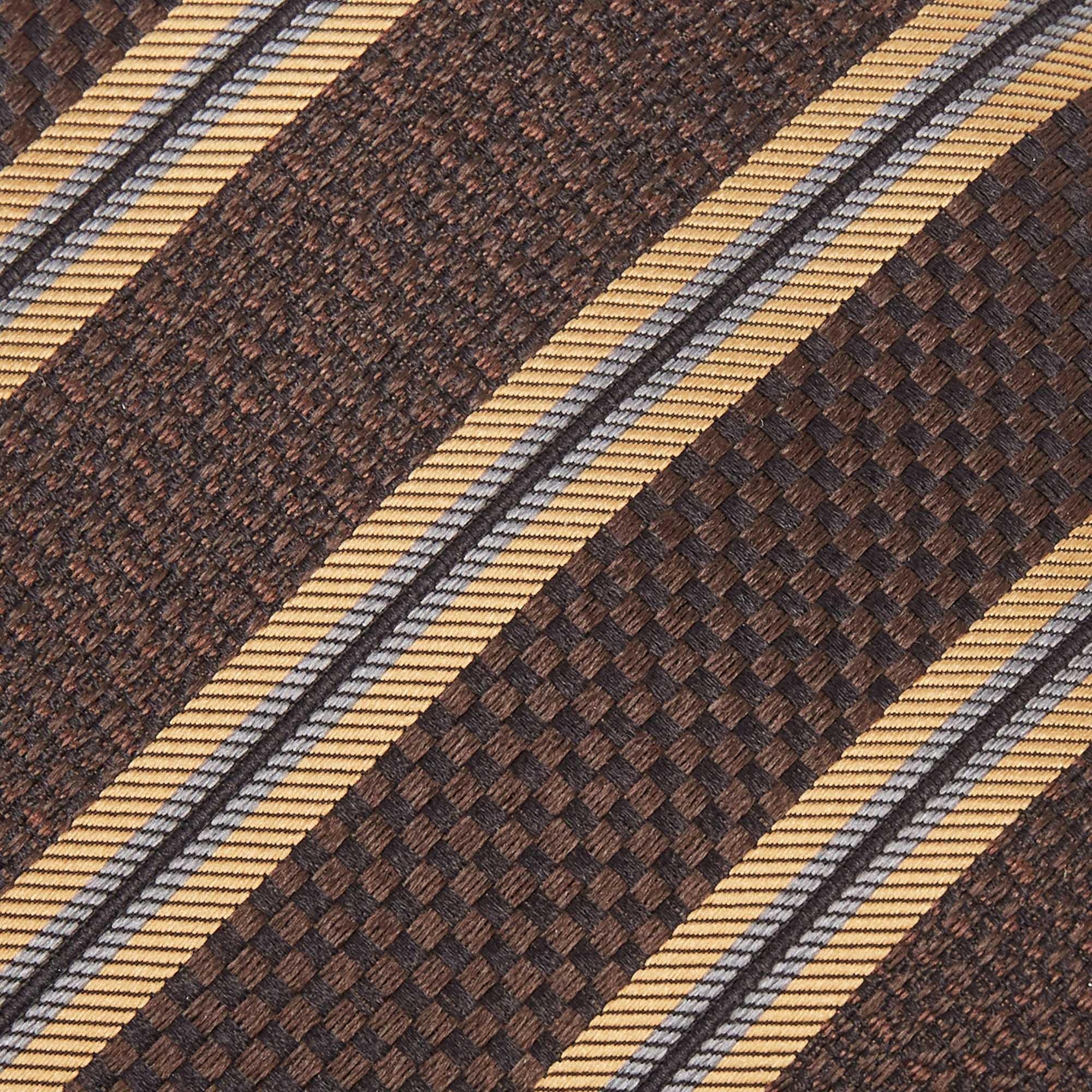 Men's Boss By Hugo Boss Brown Diagonal Stripe Textured Silk Tie