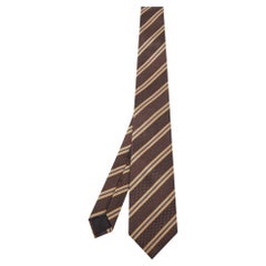 Boss By Hugo Boss Brown Diagonal Stripe Textured Silk Tie