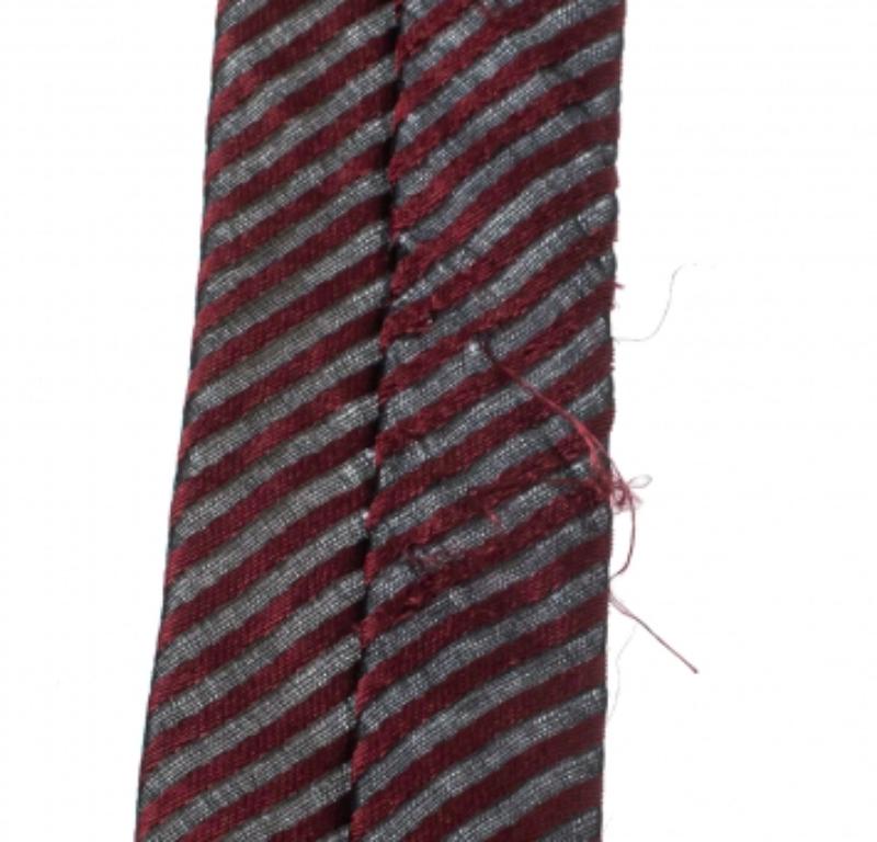 Black Boss By Hugo Boss Burgundy Striped Silk Jacquard Tie For Sale