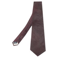 Boss By Hugo Boss Burgundy Striped Silk Jacquard Tie