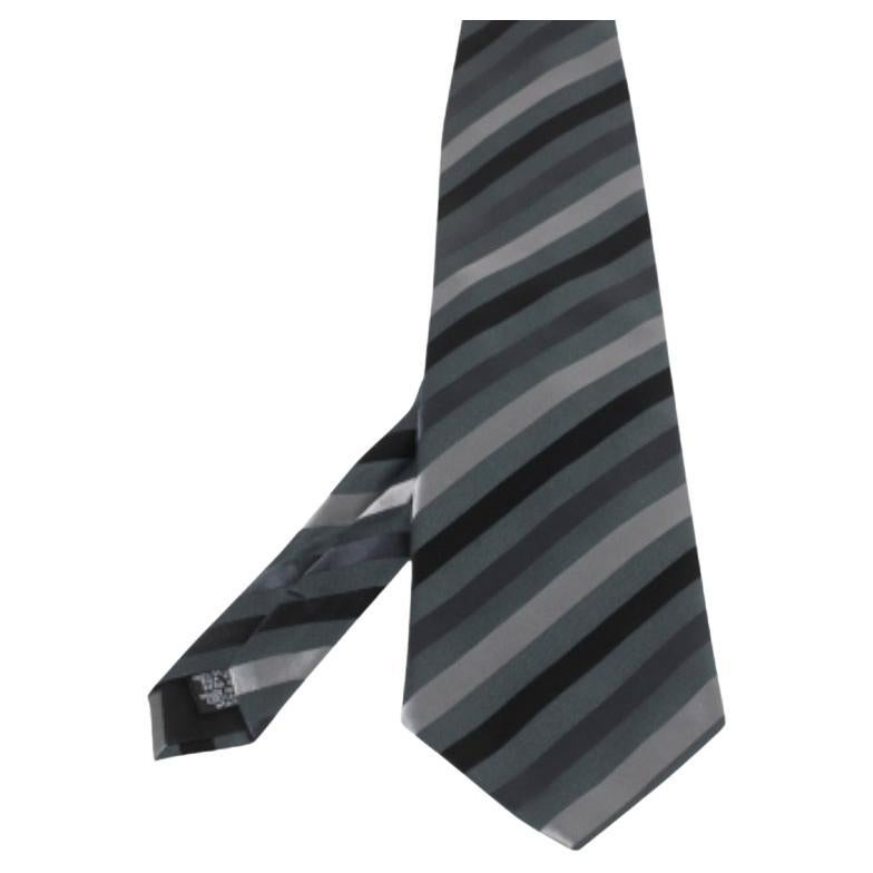 Boss By Hugo Boss Dark Grey Diagonal Striped Silk Tie For Sale