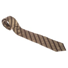 Boss by Hugo Boss Gold Monochrome Diagonal Striped Silk Tie