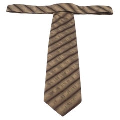 Boss by Hugo Boss Gold Monochrome Diagonal Striped Silk Tie