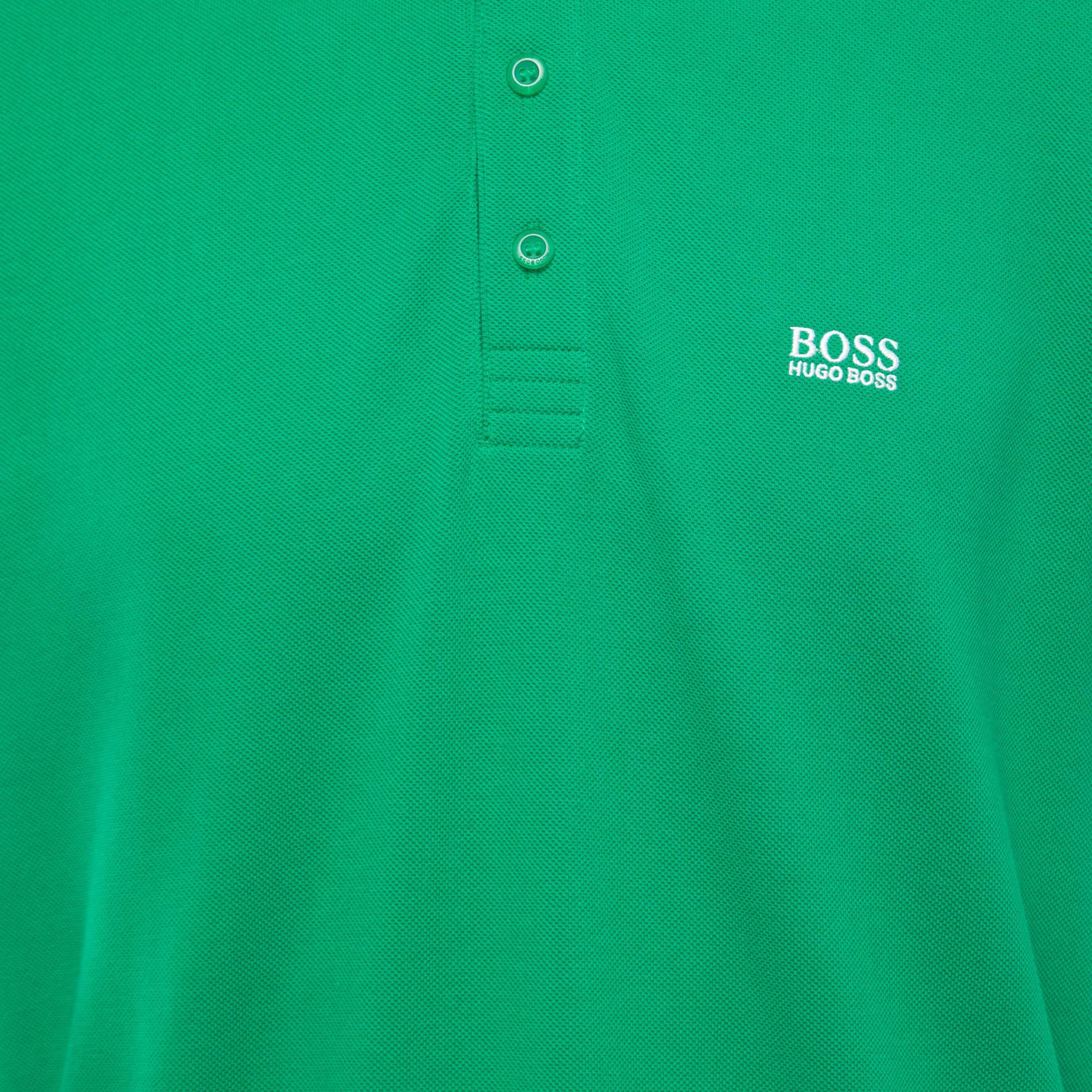 Boss By Hugo Boss Green Cotton Pique Polo T-Shirt XL In Excellent Condition In Dubai, Al Qouz 2