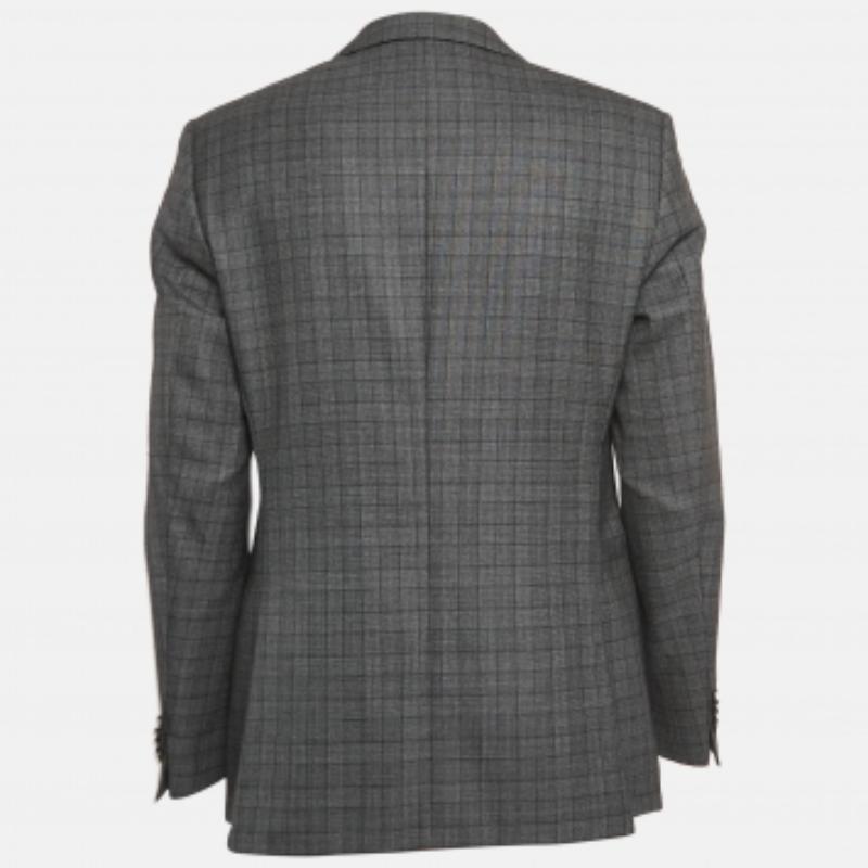 Nero Boss By Hugo Boss Blazer monopetto in lana a quadri grigio L. in vendita