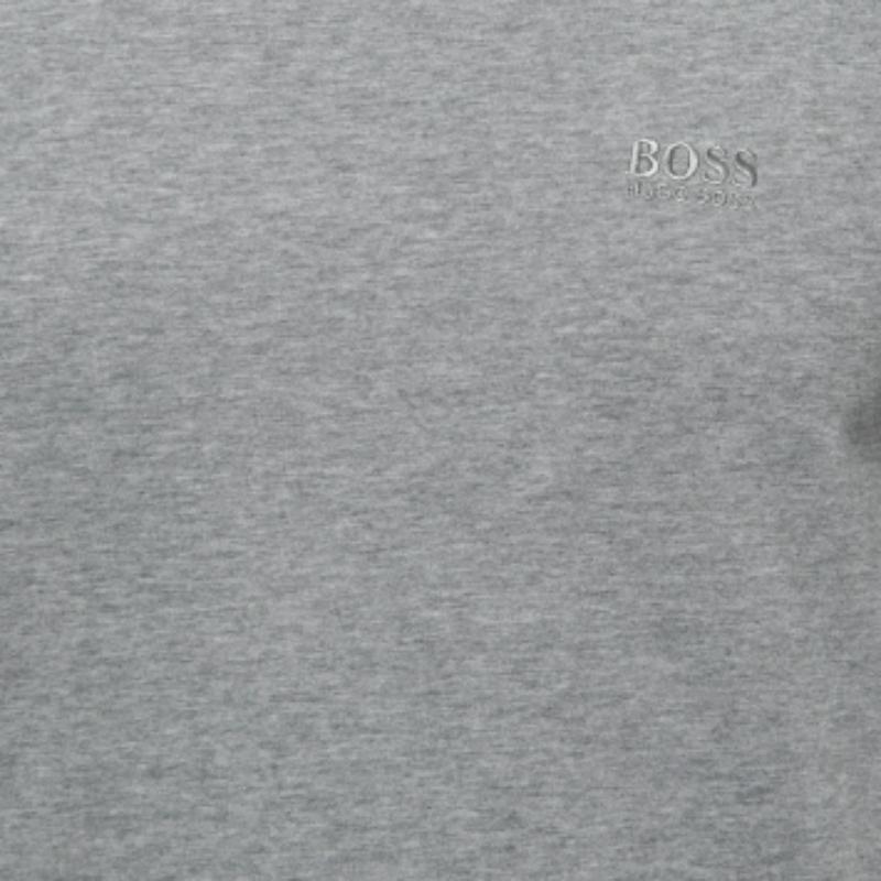 Boss By Hugo Boss - Maglietta in cotone grigio con logo ricamato M. T. I. In condizioni discrete in vendita a Dubai, Al Qouz 2