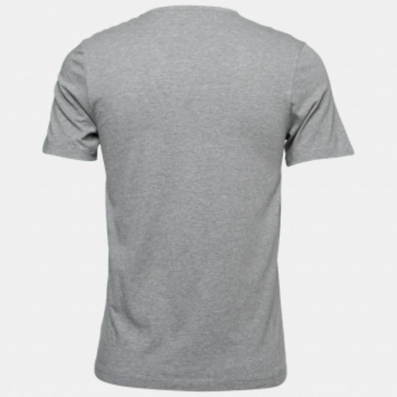 Uomo Boss By Hugo Boss - Maglietta in cotone grigio con logo ricamato M. T. I. in vendita